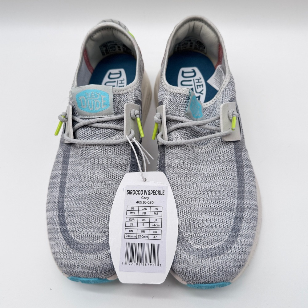 Hey Dude Sirocco W Speckle Women Size 8 Grey Knit Slip On Sneakers 40910-030 - Picture 3 of 6